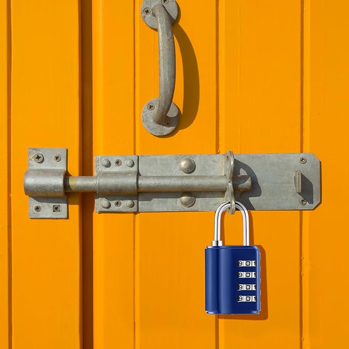 Kenning Combination Padlock 4 Digit Combination Lock with Keys Locker Resetable Security Outdoor Waterproof Gate Lock for School Sports Gym Locker Employee Fence Case(Sapphire,10 Pcs)