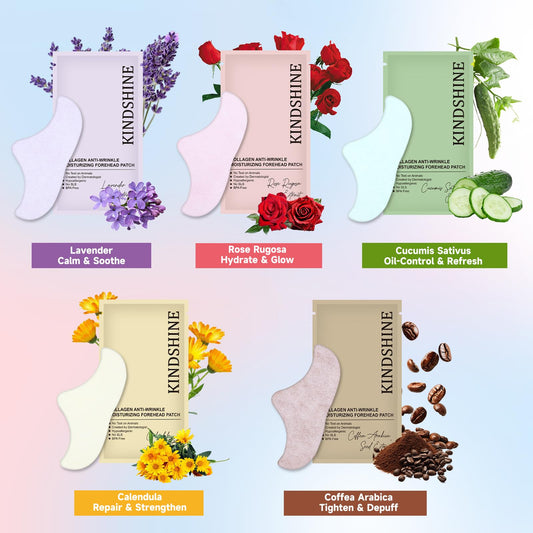 kindshine 40PCS Forehead Wrinkle Patches, Forehead Face Masks, Anti Wrinkle Facial Patches with Hyaluronic Acid & Collagen, Overnight Forehead Patches for Wrinkles Smoothing