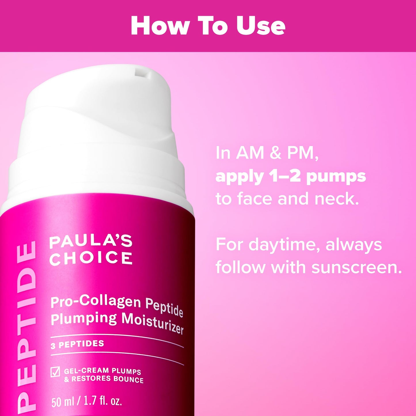 Paula's Choice Pro-Collagen Peptide Plumping Face Moisturizer, Daily Gel-Cream for Deep Lightweight Hydration, Wrinkles & Loss of Firmness, Fragrance-Free, 1.7 Fl Oz