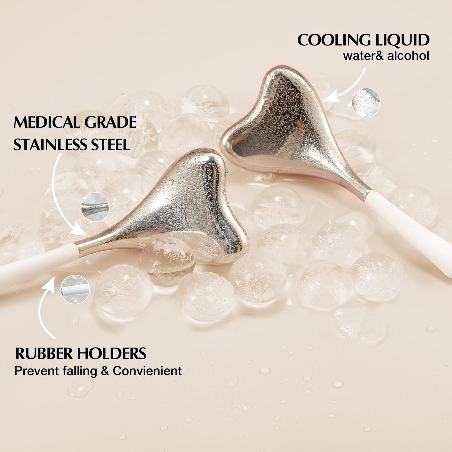 Fabludo 2-in-1 Gua Sha Cryo Sticks, Facial Skin Care Tools for Women Face and Eyes Massage, Unbreakable Stainless Steel Esthetician Supplies, Cooling Spa Ice Globes Roller with Carry Case