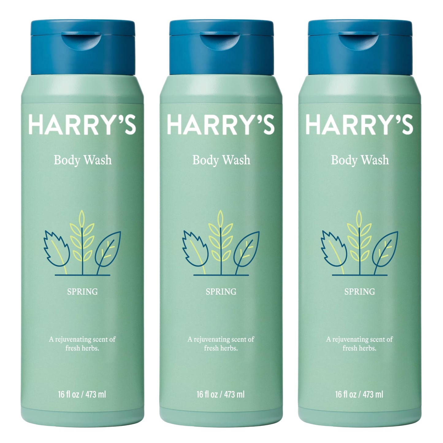 Harry's Body Wash Shower Gel for Men - Spring Scent - (3 Pack) 16 fl oz - Cleanses Skin During the Shower - No Parabens, Sulfates, or Dyes