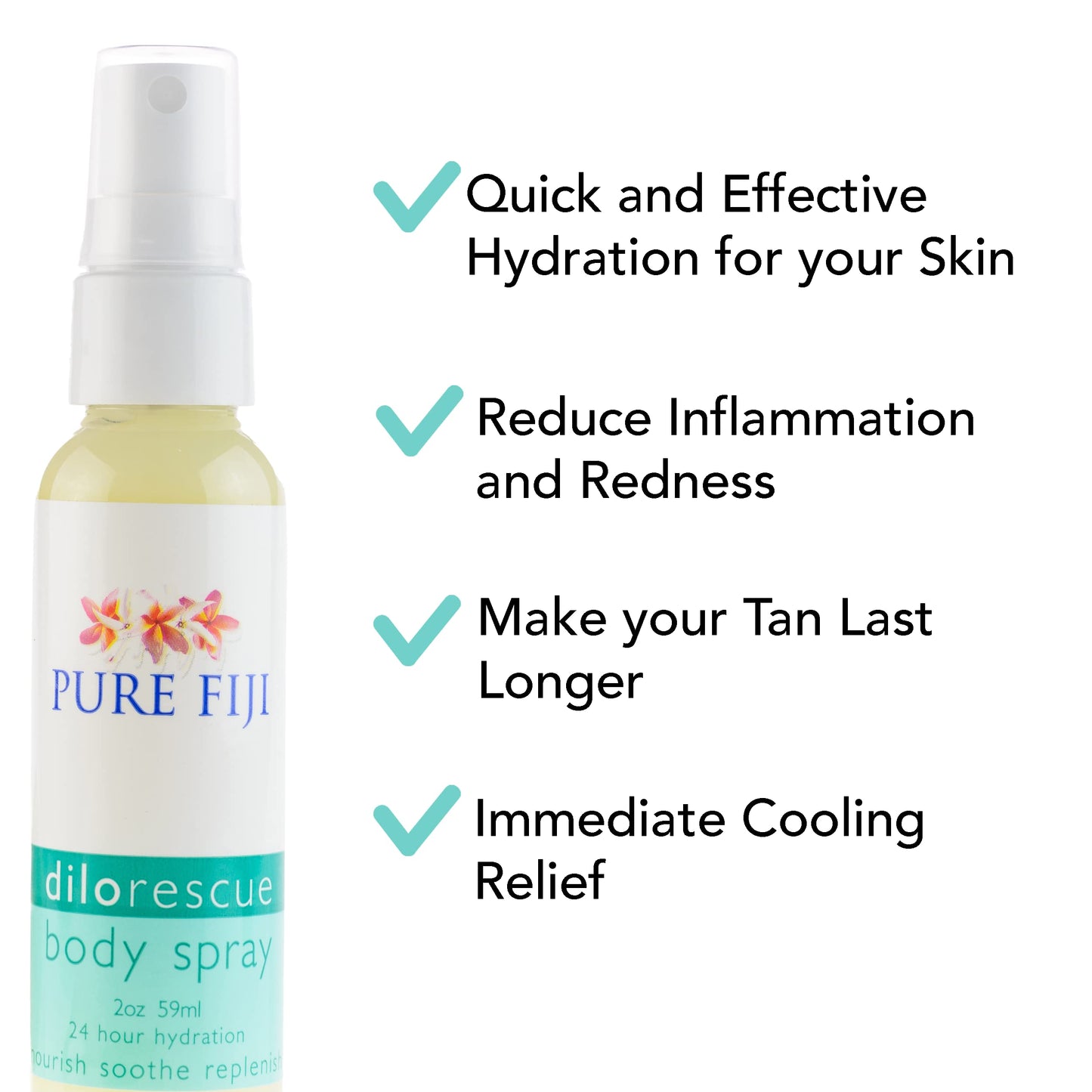 PURE FIJI Dilo After Sun Spray Travel Size with Organic Dilo and Aloe Vera Oil After Sun Moisturizing Spray for Hydrating Facial and Body Mist, Hydrate After Sun Care, 2 Fl. Oz