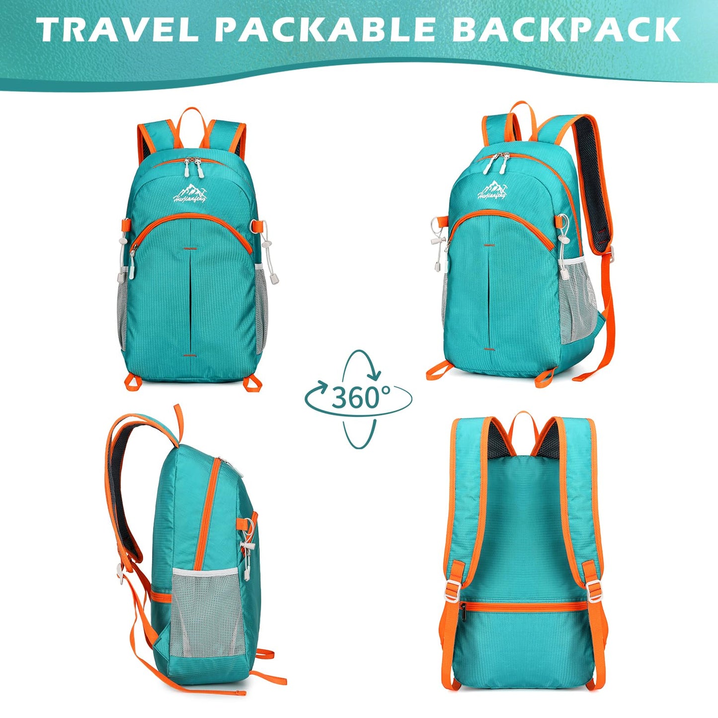 BiYiYun 20L Small Hiking Backpack for Men Women, Lightweight Foldable Daypack Water-resistant Travel Camping Packable Backpack (Green)