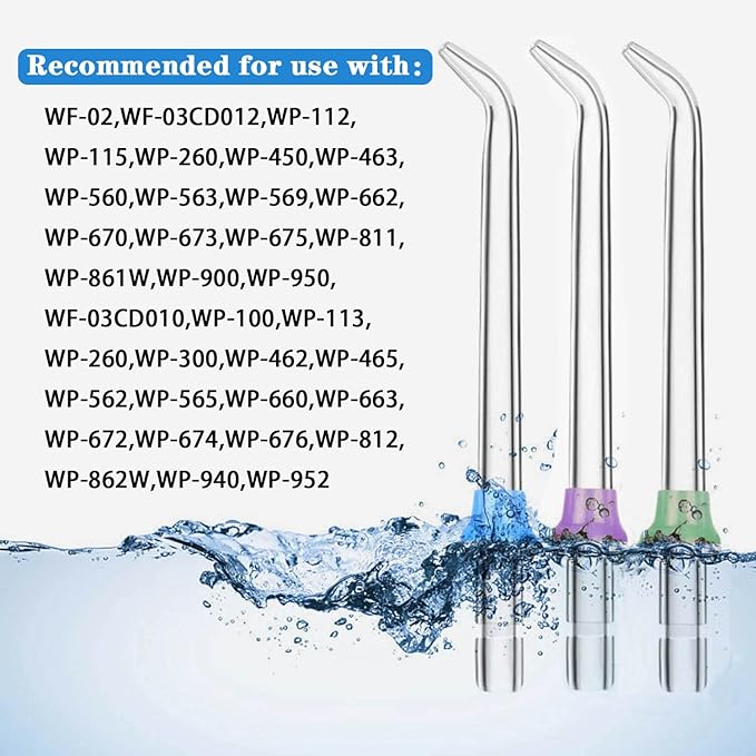 3 Pcs Replacement Heads for Waterpik Water Flossers Other Brand Oral Irrigators,Replacement Tips for Waterpik Water Flosser(Blue Purple Green)