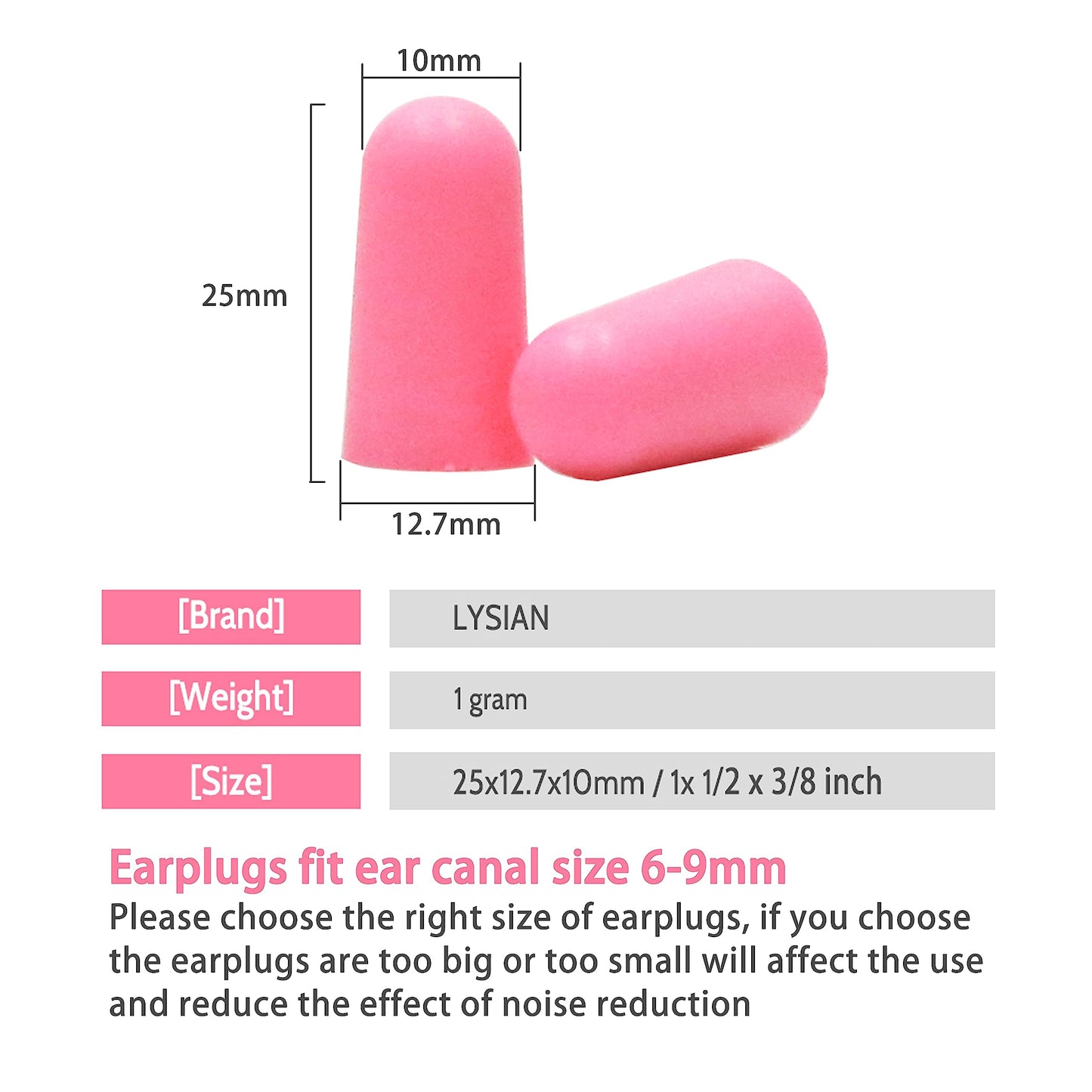 LYSIAN Ultra Soft Foam Ear Plugs for Sleep Noise Reduction -38dB Noise Cancelling Earplugs for Sleeping, Snoring, Shooting, Travel, Women-60 Pairs-Pink Color