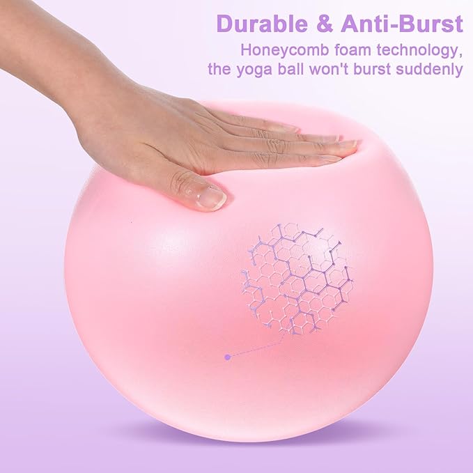 2 Pcs Pilates Ball 9 Inch Small Exercise Mini Soft Workout Yoga Ball Squishy Exercise Barre Yoga Balls for Home Gym Pilates Core Training Workout Balance Stability with Inflatable Straw