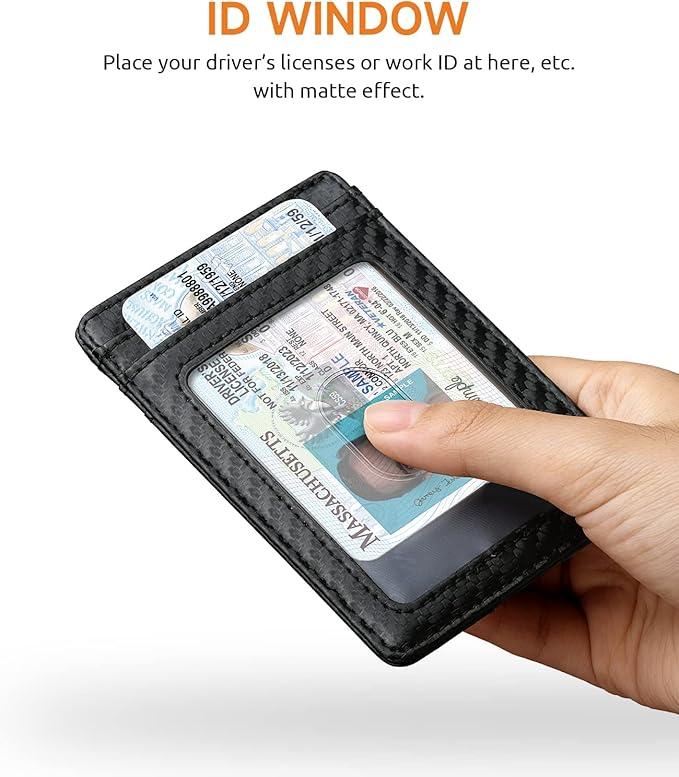 Buffway Mens Slim Wallet, Minimalist Thin Front Pocket Leather Credit Card Holder with RFID Blocking for Work Travel