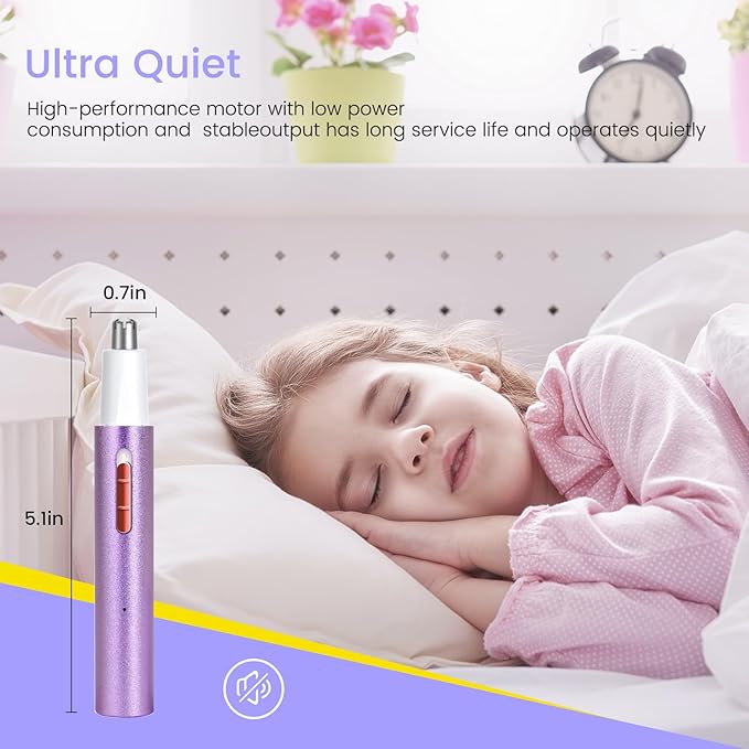 2 in 1 Nose & Ear Hair Trimmer for Women Men, 2025 Rechargeable Dual-Edge Blade Electric Clipper, Facial & Eyebrow Hair Removal Tool, Powerful Motor, Painless, Easy to Clean (Purple)