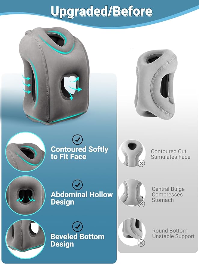 Maliton Inflatable Travel Pillow for Airplane Comfortable Sleeping to Relieve Neck and Shoulder Pain, Support Head Inflatable Pillow for Long Flights, Used for Airplanes, Cars, Trains(Dark Grey)