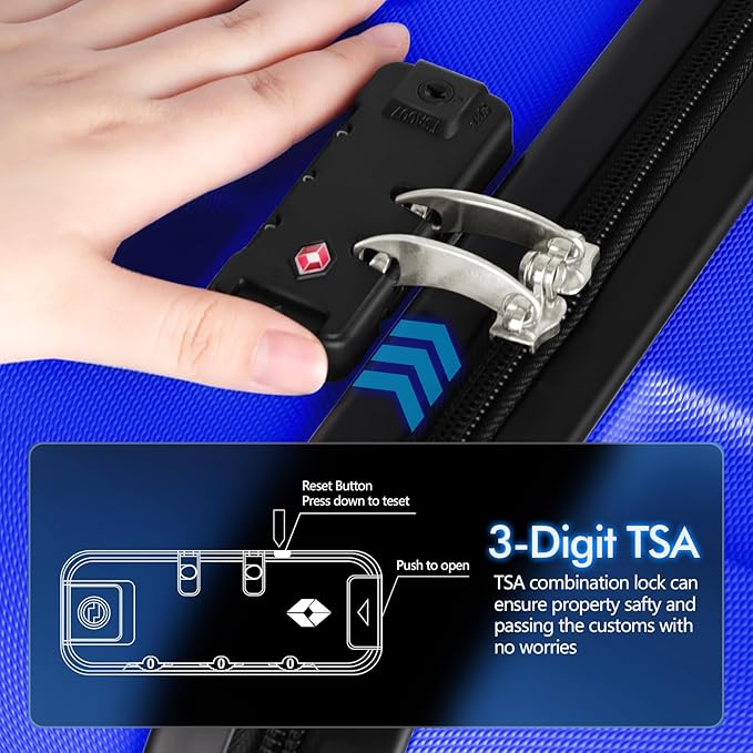 AnyZip Luggage PC ABS Hardside Lightweight Suitcase with 4 Universal Wheels TSA Lock Carry-On 20 Inch Blue