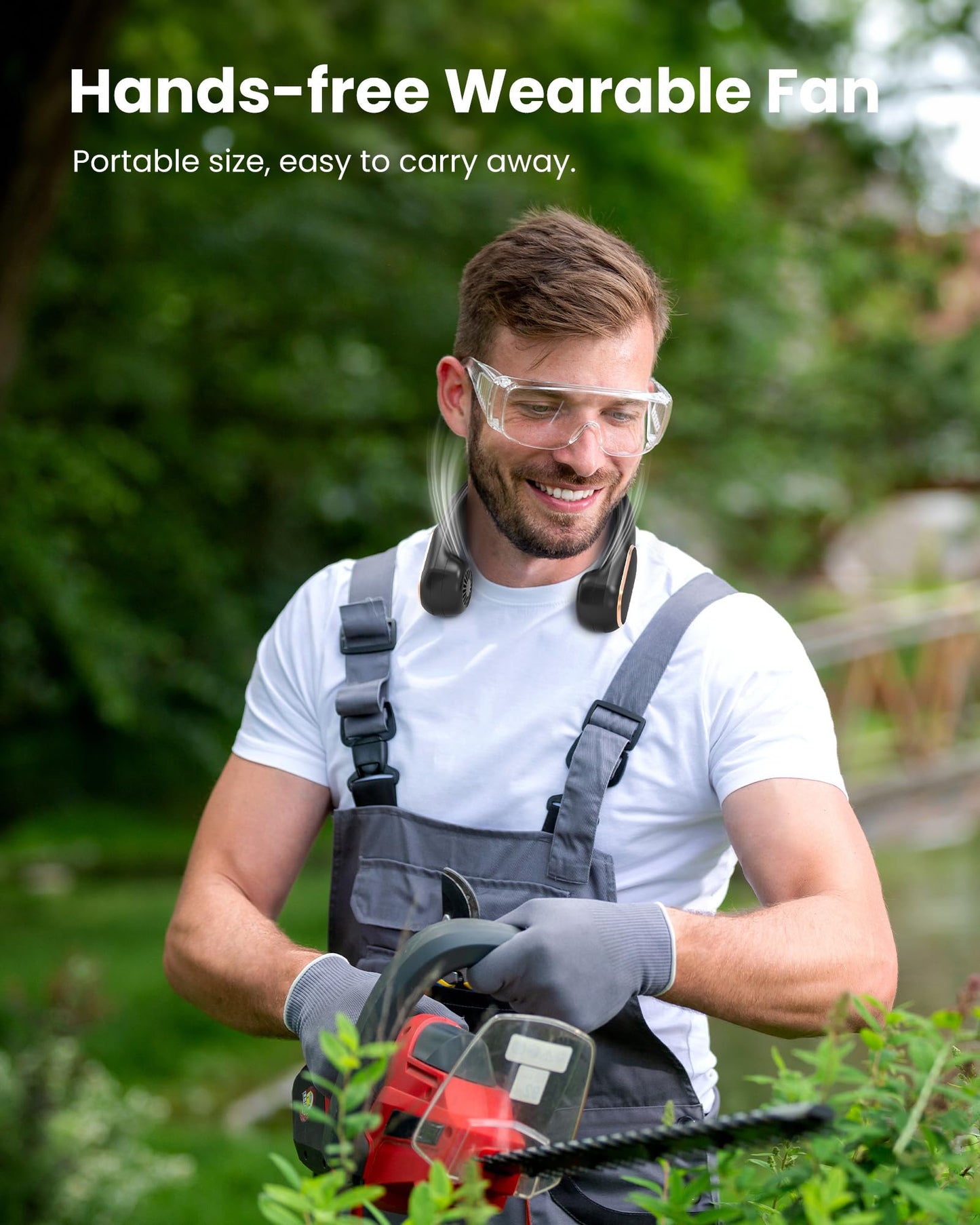 SLENPET Neck Fan, Rechargeable Personal Portable, Hands Free wearable Battery Operated 5 Speeds, USB Neck Cooling for Indoor Outdoor, Adjustable Width Fit, Digital Display, 4-12 Hours