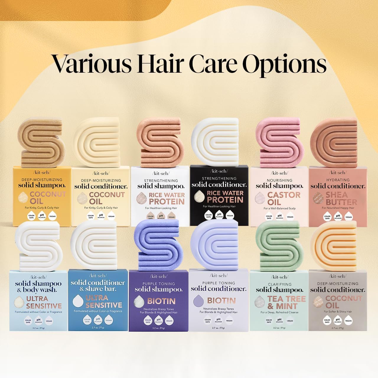 Kitsch Coconut Oil Shampoo and Conditioner Set – Deep Moisturizing Shampoo and Conditioner Bar for Dry Damaged Hair – Hydrating Solid Bars for Curly, Coily & Color Treated Hair – Made in USA