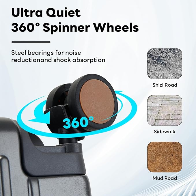 20 Inch Carry On Luggage Suitcase TSA Locks Approved Hardside Lightweight Suitcase With Cup Holder Carry-On Luggage With USB Port Zipperless Design Airline-Approved 360° 8 Double Spinner Wheels