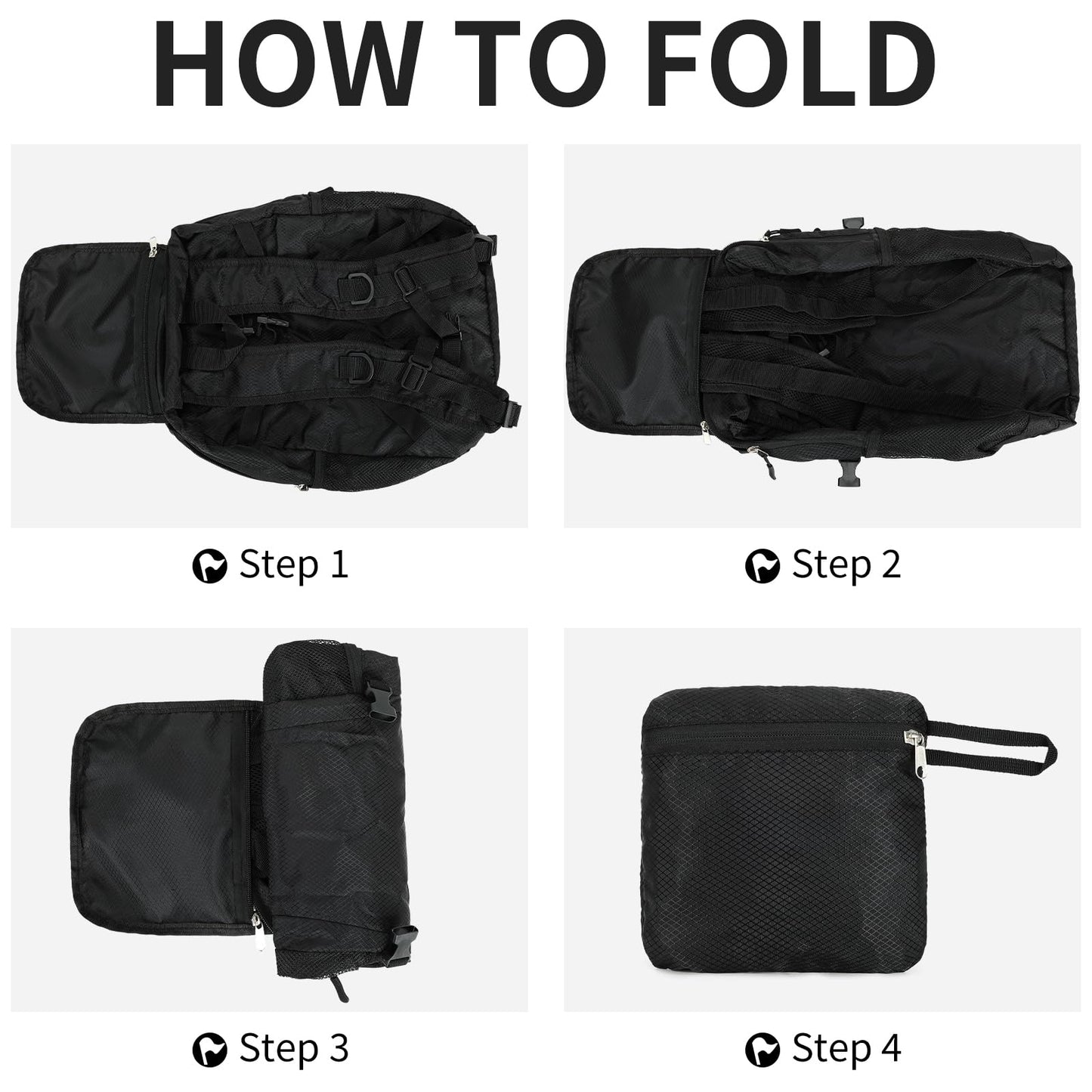 SFIUYDS Small Hiking Daypack,15L Water-Resistant Hiking Backpack Packable Lightweight Travel Day Pack for Women Men (Black, Small)