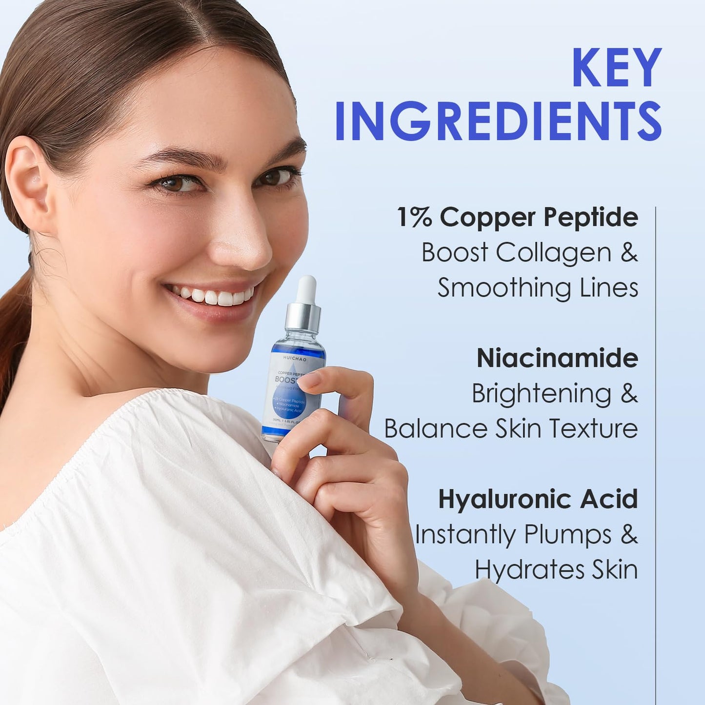 Advanced 1% Copper Peptide Serum Booster for Youthful Skin & Hair, DIY Make Your Own Face Serum, Reduce Fine Lines & Boost Collagen and Amplify Glow, Anti-Aging Korean Skincare (30ml)