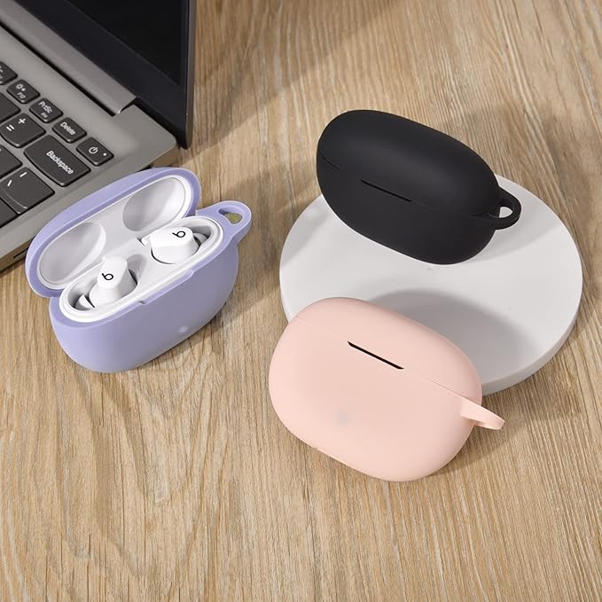 AIRSPO Silicone Case Compatible with Beats Studio Buds Case 2021 Soft Protective Cover for Beats Wireless Earbuds with Keychain (Lilac)