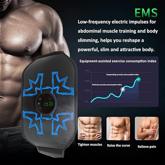 ABS Stimulator Abdominal, MHD TENS EMS Muscle Stimulator for Muscle Conditioning, Ideal for Core Strength and Abs/Arms/Legs Fitness Training at Home or Gym