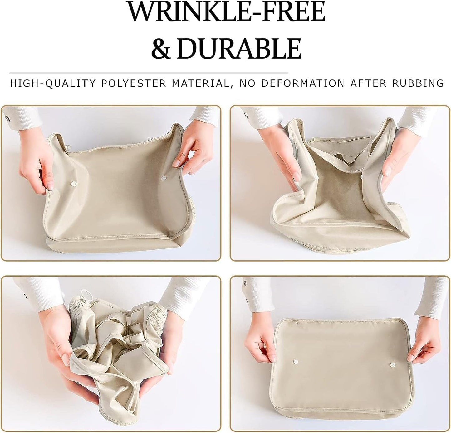 LANSKLBD 6 Set Packing Cubes for Travel, Luggage Organizers with Shoe & Toiletry Bags, Lightweight Suitcase Organizer for Carry-On, Washable Laundry Bags (Beige)