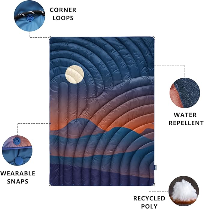 Camping Blanket,Lightweight Down Alternative Puffy Blanket Packable Outdoor Blanket for Camping,Traveling, Stadium, Hiking, Picnics