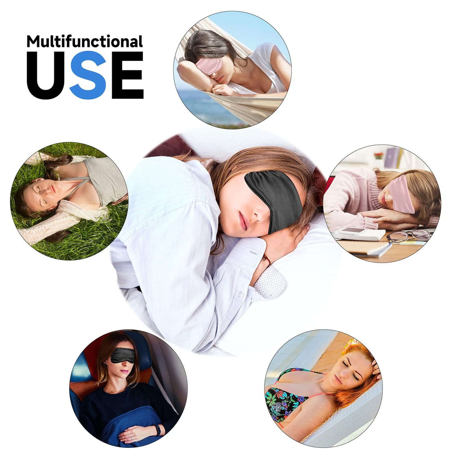 Sleep Mask, Super Soft Silk Eye Mask Cover for Sleeping, Eye Mask with Elastic Strap, Comfortable Night Sleeping Mask for Women Men (2 Pack)