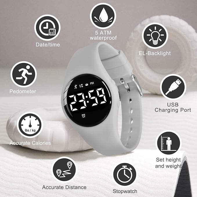 Kids Watches for Girls Boys Digital Sport Watch with Step Counter Pedometer Vibration Alarm Clock, No App Waterproof Fitness Tracker Kids Watch Boys Girls Teens Students Ages 5-16