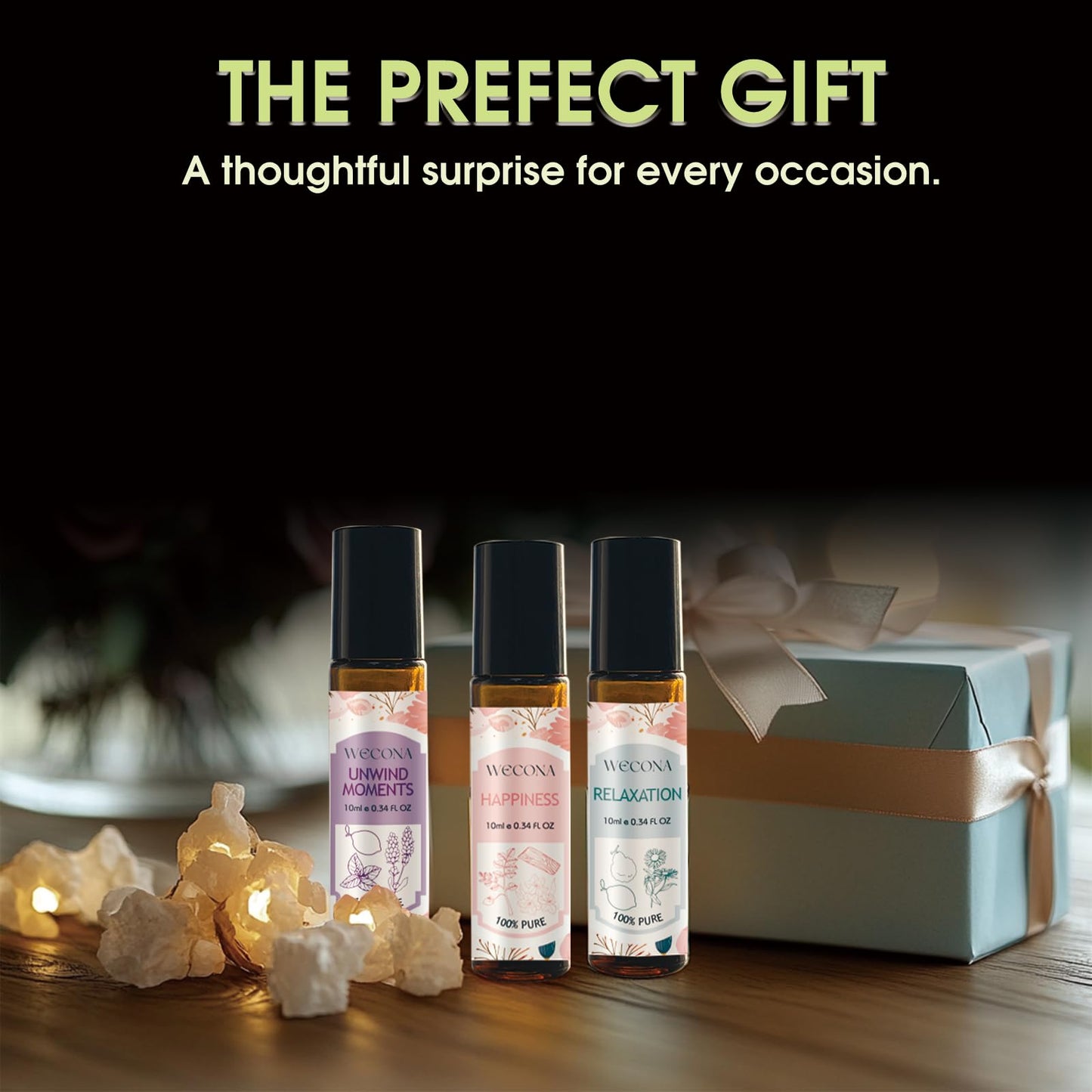 Wecona Aromatherapy Essential Oil Roll-On Set – 6x10ml Essential Oil Blends with Roller Bottles, Portable Essential Oils for Diffusers for Home,Relaxing Gift for Women & Men