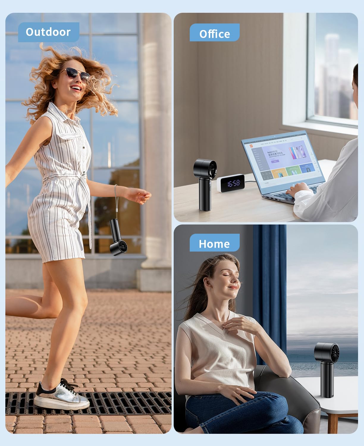 coldSky Portable Handheld Turbo Fan, 4000mAh Rechargeable High Speed Personal Fan With 5 Speeds, Small Cooling Fans With Digital Display For Women Outdoor, Travel, Vacation