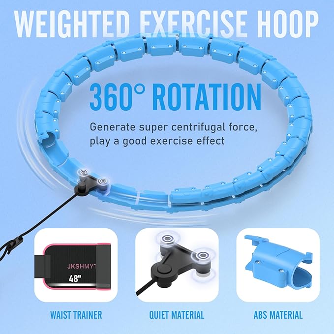 JKSHMYT Weighted Hula Circle Hoops for Adults Weight Loss, Infinity Fitness Hoop Plus Size 47 Inch, 24 Detachable Links, Exercise Hoop Suitable for Women and Beginners