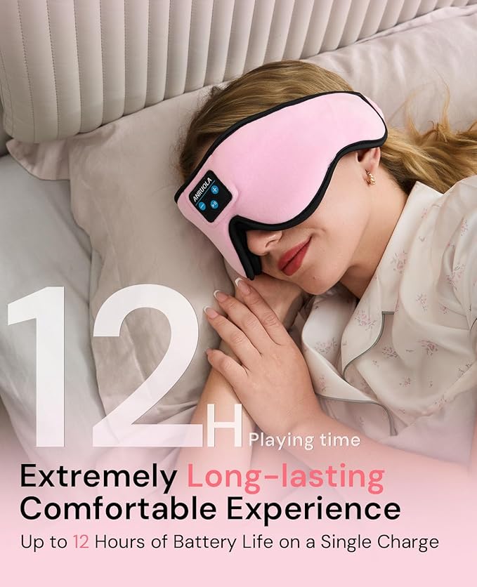 Bluetooth Sleep Mask with Wireless Headphones – Soft 3D Eye Mask for Comfortable Sleep – HD Audio for Men & Women – Adjustable Strap for Travel, Meditation, and Naps
