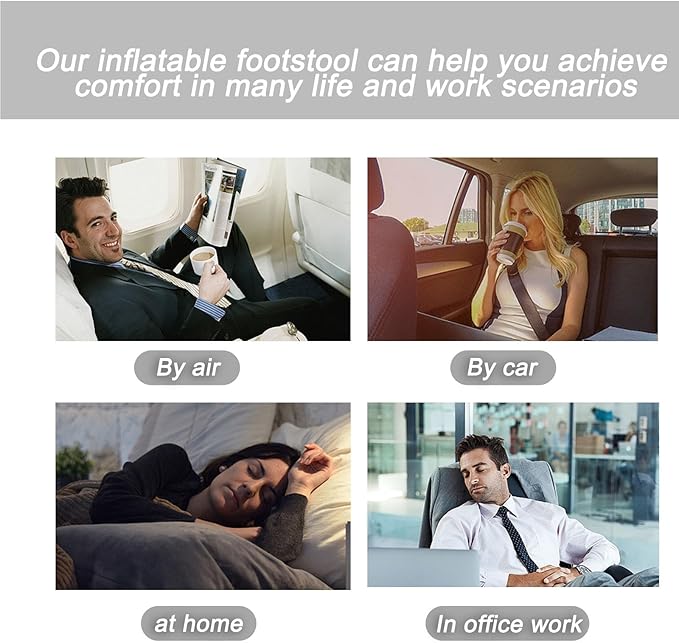 Inflatable Foot Rest, Carseat Inflatable Foot Rest Pillow, Airplanes Inflatable Foot Rest Cars, Travel Footrest Pillow for Home Office,Trains (Gray Splicing Navy Blue 2 Count), 14.5" L×11.8" W×7.9”H