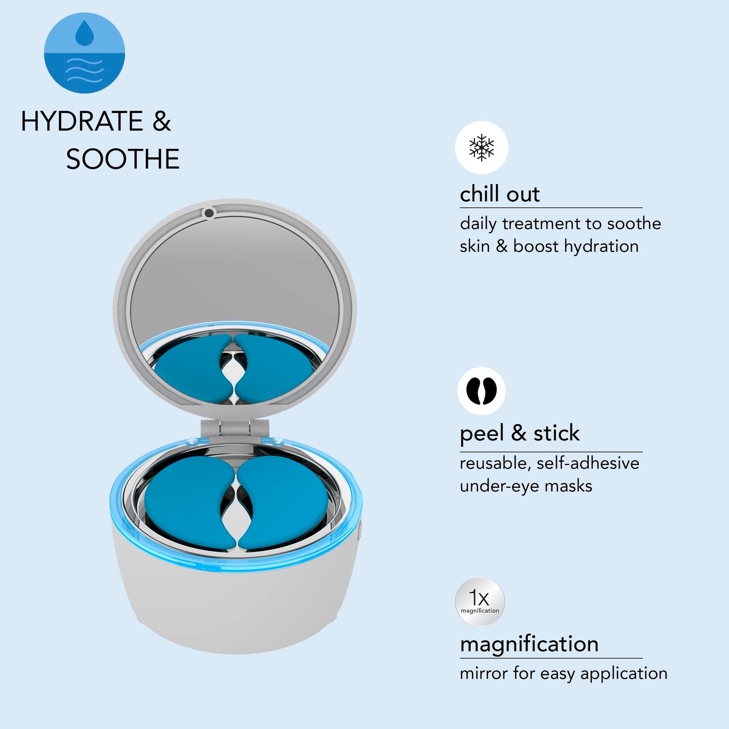 skn by conair Cool Beanz Reusable Under Eye Patches, Rechargeable Cooling Eye Mask to Reduce Dark Circles and Puffiness, and Refresh Tired Eyes