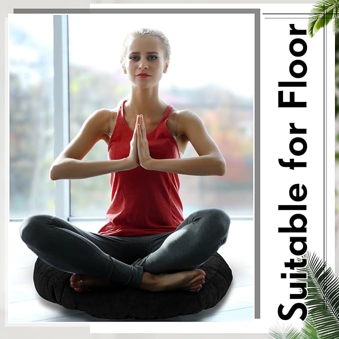 Jerify 8 Pcs Round Floor Pillows Cushions 22 x 22 Inch Large Flexible Seating Cushion Classroom Furniture Floor Pillow for Kids Adults Home Daycare Preschool Yoga Meditation Gift (Black)