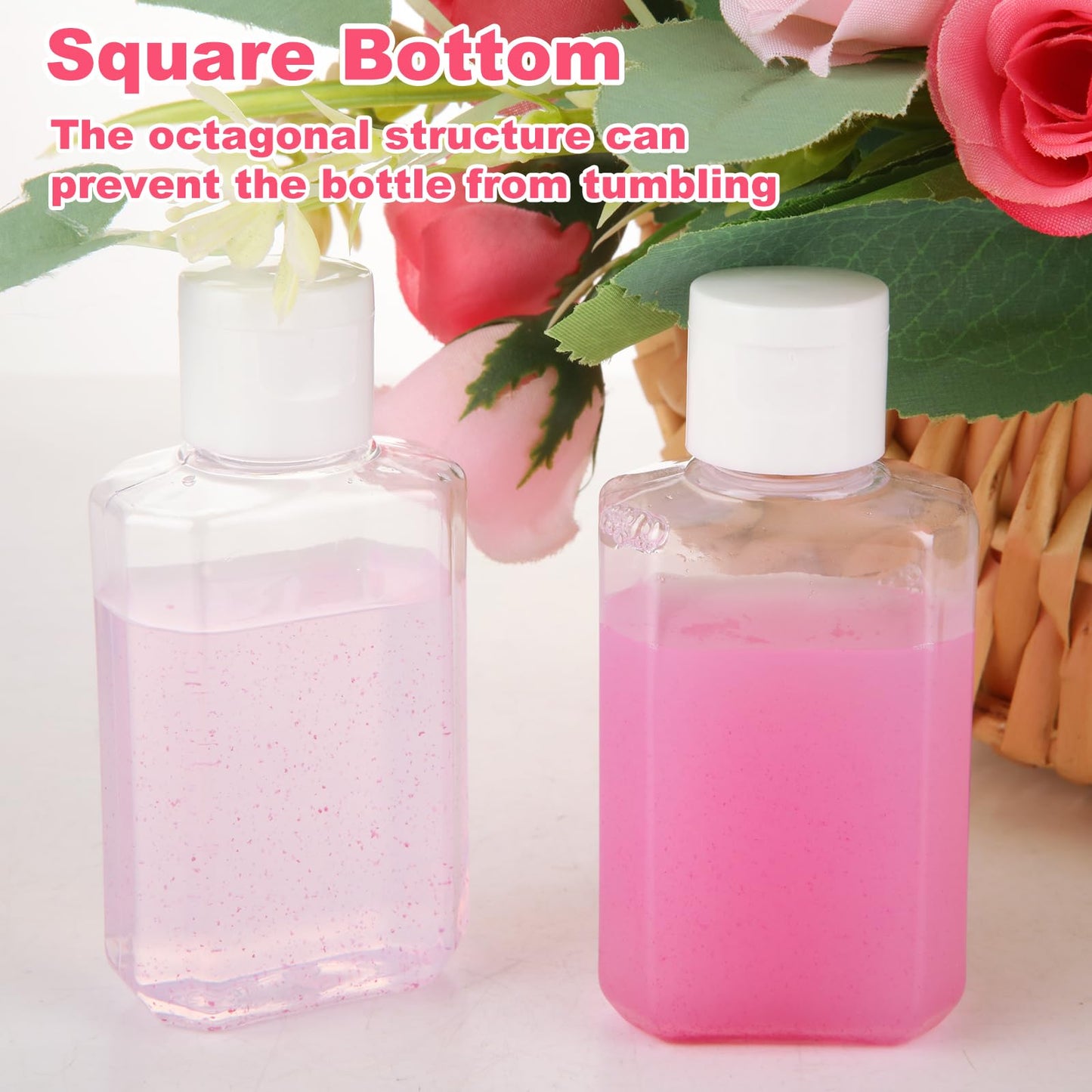 QTLCOHD 120 Pack 2 Oz Travel Bottles with Flip Caps, Plastic Empty Hand Sanitizer Bottles for Lotion, Portable Refillable Mini Hand Sanitizer Bottle Bulk Reusable Container for Shampoo Body Soap Toner