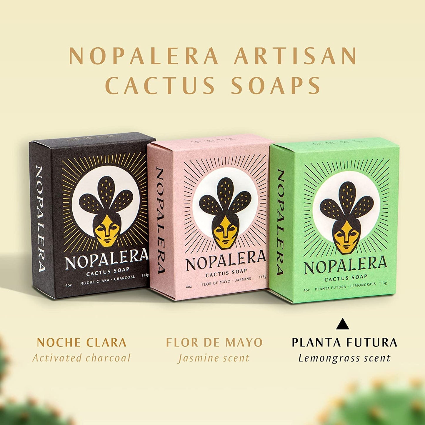 Nopalera Bar Soap, Lemongrass Essential Oils - Natural Body and Face Cleanser, Moisturizing and Exfoliating, Soft Skin Care Made With Clean, Vegan Ingredients, 4 oz
