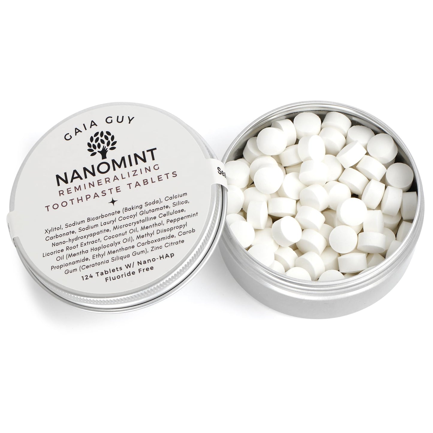 NanoMint | Remineralizing Toothpaste Tablets | Nano Hydroxyapatite Fluoride Free | 124 Toothpaste Tabs | Eco Friendly, Travel Mouthwash Tablets | Freshens Breath & Strengthens Tooth Enamel