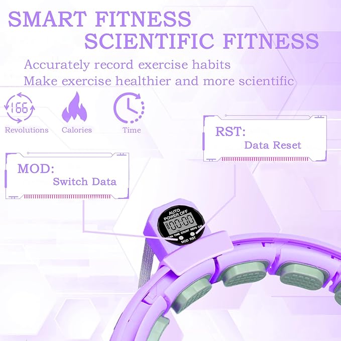 2025 New Silent Smart Weighted Fitness Hoop, Weighted Hula Circle Hoops for Adults Weight Loss,18 Detachable Links Waist 30"- 50", Exercise Hula for Women & Men