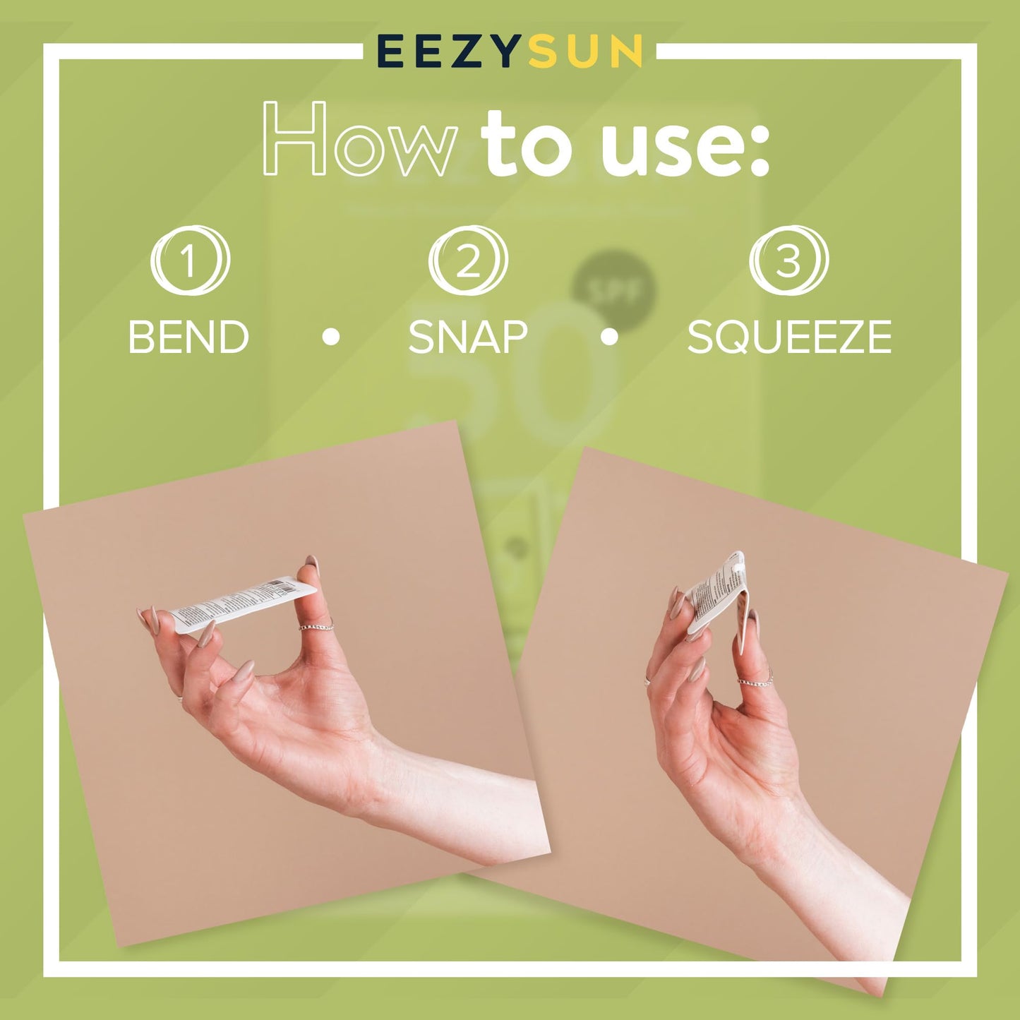 EEZYSUN SPF 50 Sunscreen and Insect Repellent Snap Packets - Sunscreen Travel Size Bug Repellent with Citronella Oil, Lemongrass, and Neem Oil - Reef-Safe Repellent - 10 Snap Packets (0.27 fl oz each)