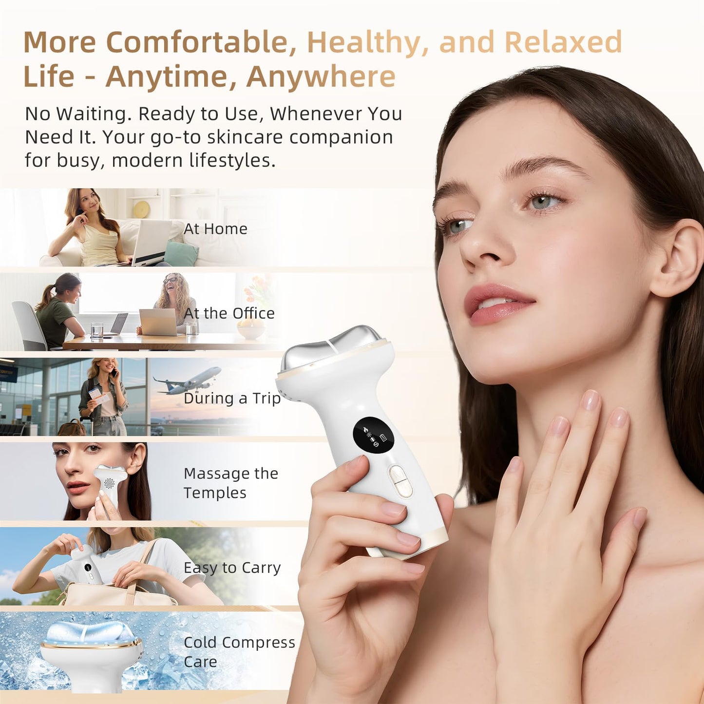 Cold Heat Facial Massager with Red Light Therapy, 7-in-1 LED Gua Sha Sculptor, Microcurrent, Vibration for Face Neck Eye Lifting, Wrinkles, Puffiness, Firming, USB-C Rechargeable Skincare Device