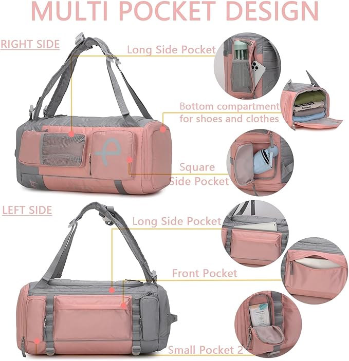 BE SMART 32L Extra Large Gym Backpack for Women, Big Gym Bag with Shoes Compartment, Waterproof Heavy Duty Duffel Bags, Women's Workout Backpacks for Outdoor Sport,Hiking,Camping,Travel