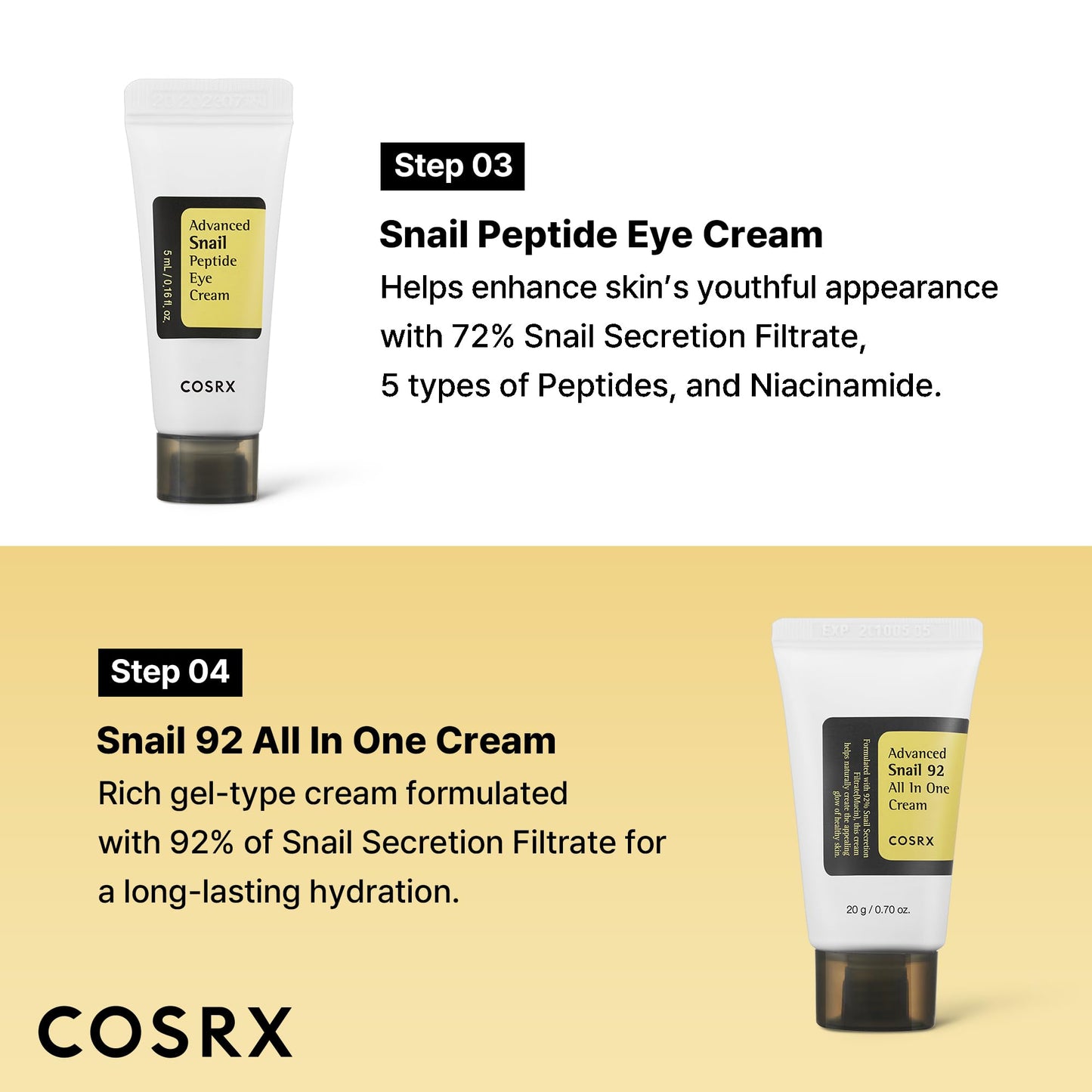 COSRX All About Snail Mucin Korean Skin Care Set, Mini Travel Essentials, Travel Size Gift Set with Snail Mucin Face Wash, Serum, Moisturizer & Eye Cream, Rejuvenating Kit