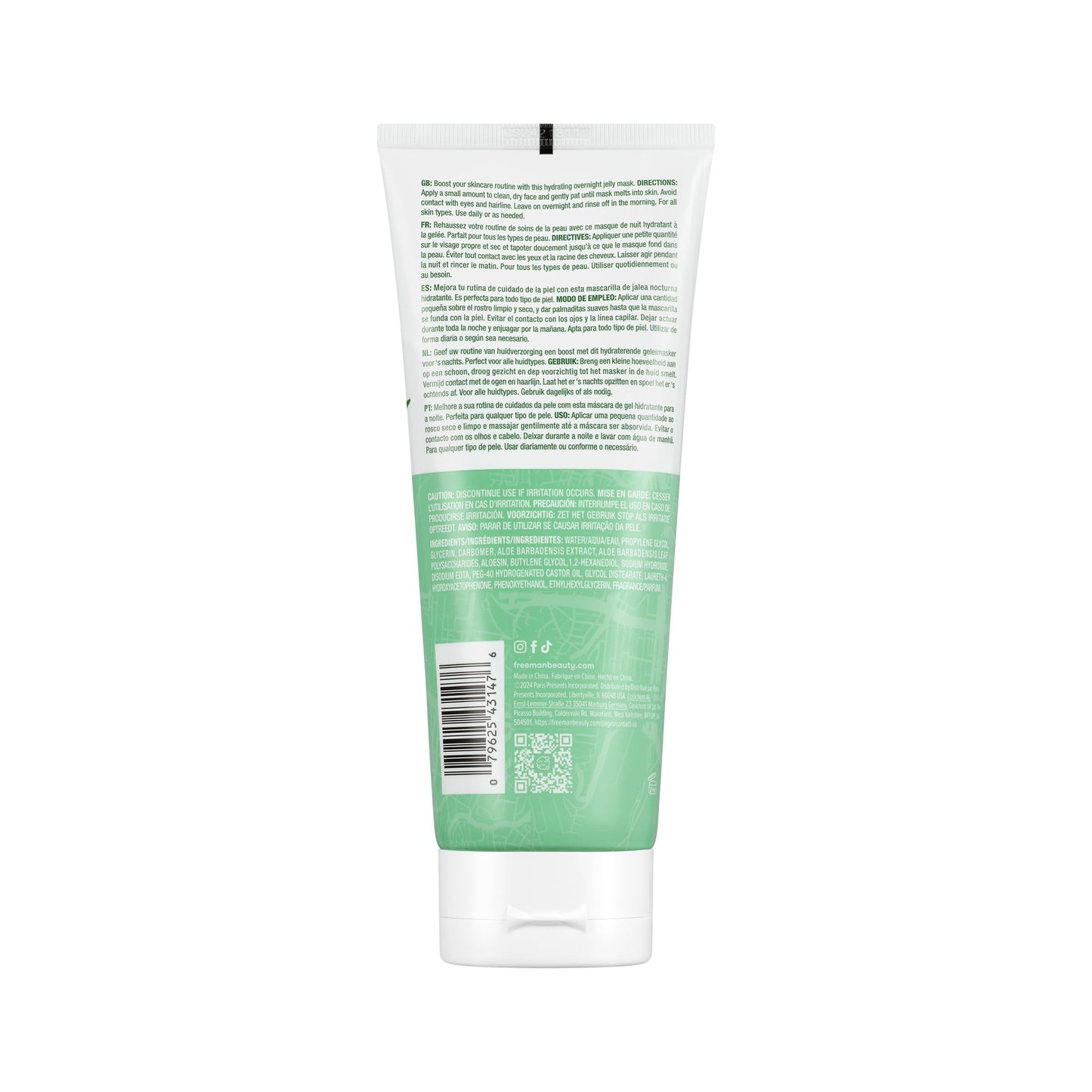 Freeman Exotic Blends Hydrating Australian Aloe Jelly Facial Mask Tube, 6 fl.oz./ 175 mL Tube
