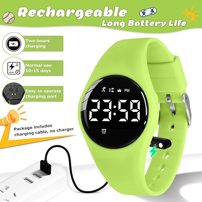 Kids Watches for Girls Boys Digital Sport Watch with Step Counter Pedometer Vibration Alarm Clock, No App Waterproof Fitness Tracker Kids Watch Boys Girls Teens Students Ages 5-16