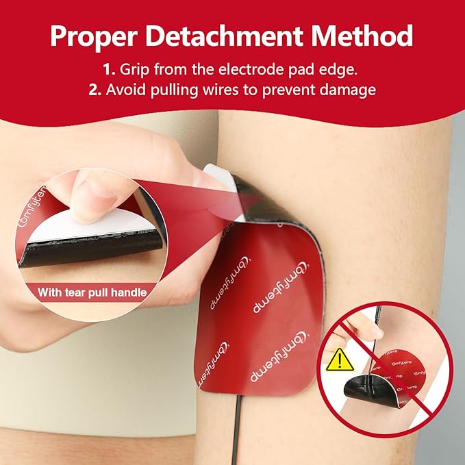Comfytemp TENS Unit Reusable Adhesive Electrodes, Suitable for Most TENS, Replacement Pads, Suitable for TENS Unit Muscle Stimulator