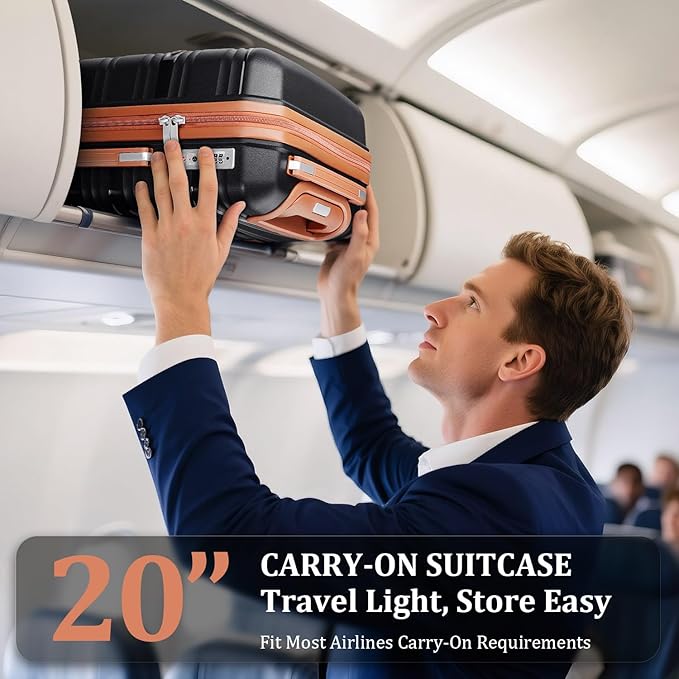 4-Piece Expandable Hardshell Luggage Set with TSA Lock (14/20/24/28) - Lightweight PP Suitcases, 360° Silent Spinner Wheels and Durable 100LB Handle for Air Travel (Black)