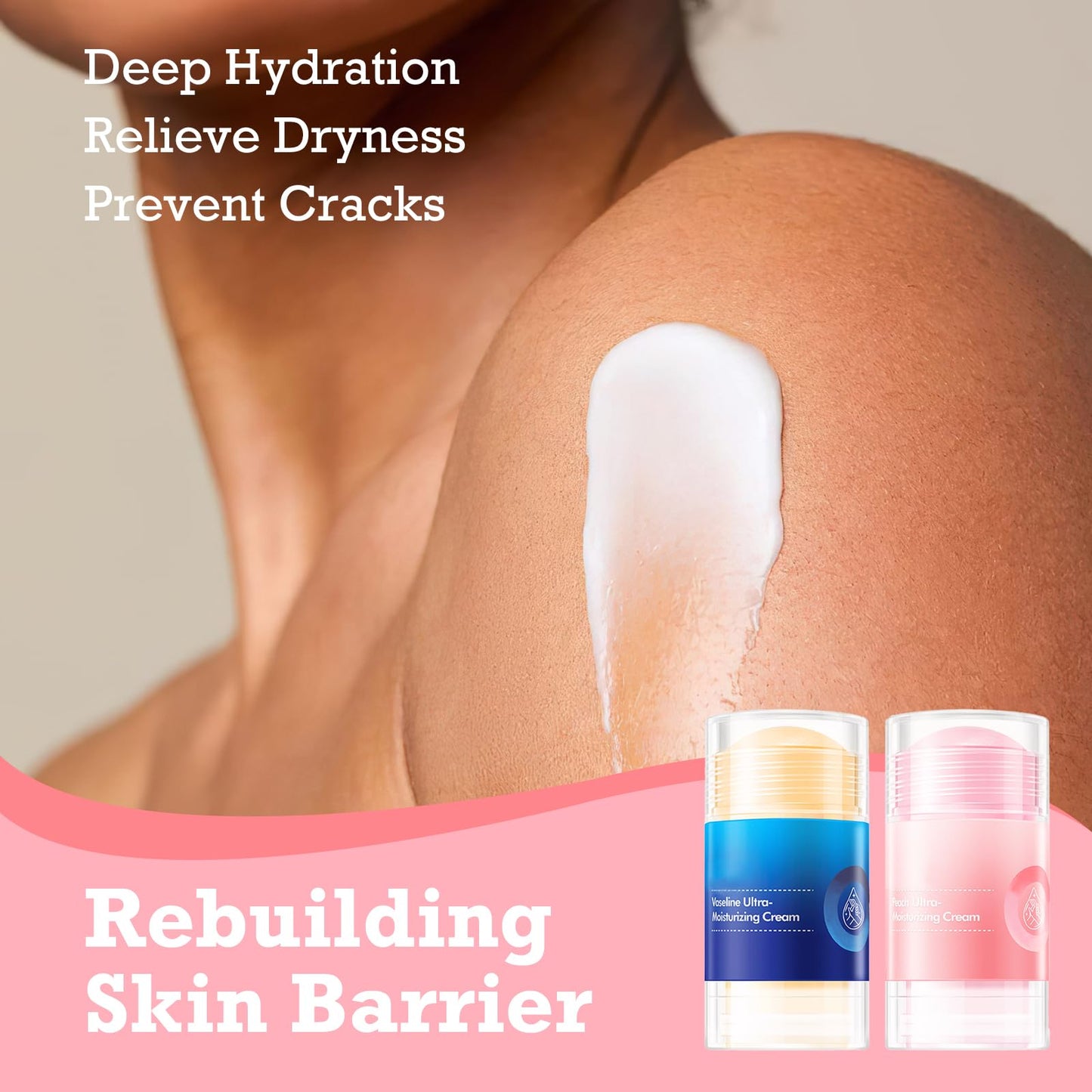 AIFUFAND Crack Feet Prevention Stick Duo (2PC) | Hydrating & Moisturising Heel Balm Stick | Softening and Nourishing Cream for Dry Heels, Hands & Elbows | Plant-Based Gentle Skin Care (Pink & Blue)