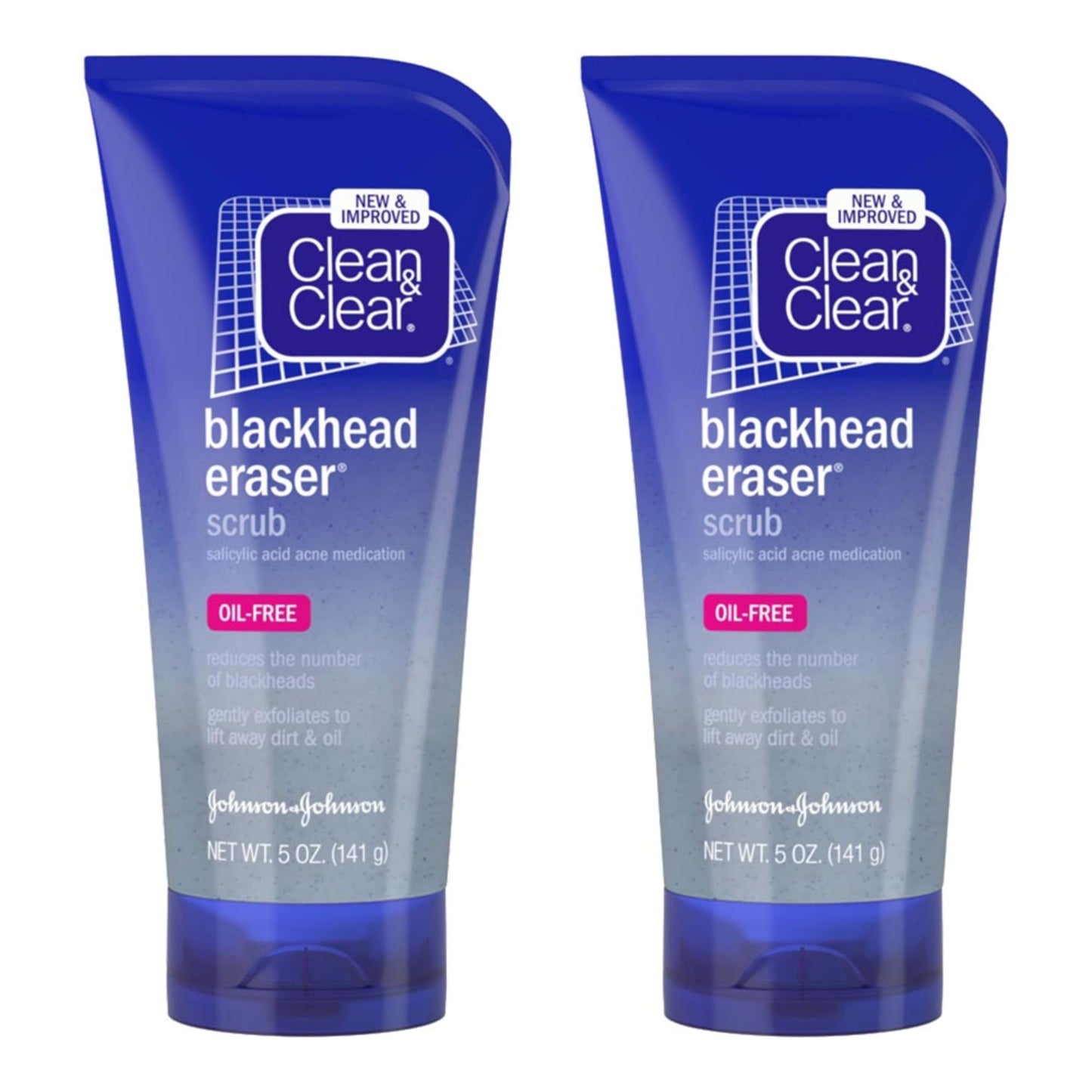 Clean & Clear Blackhead Eraser Oil-Free Facial Scrub with 2% Salicylic Acid Acne Medication, Exfoliating Daily Face Scrub for Acne-Prone Skin Care, 5 oz, 2 Pack