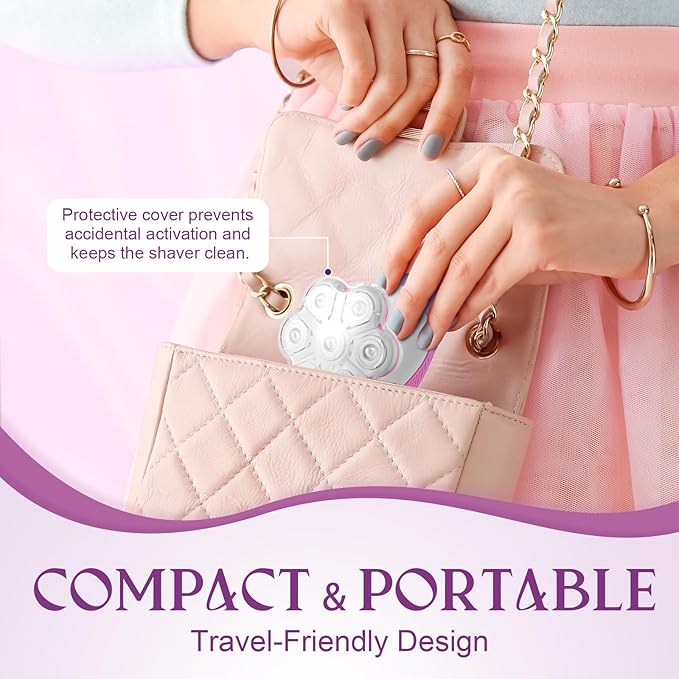 7D Electric Razor for Women: Full-Body Shaver for Legs & Face – Waterproof Wet/Dry Use with LED Light & Travel Cover – Smooth Close Bikini Shaver (Pink)