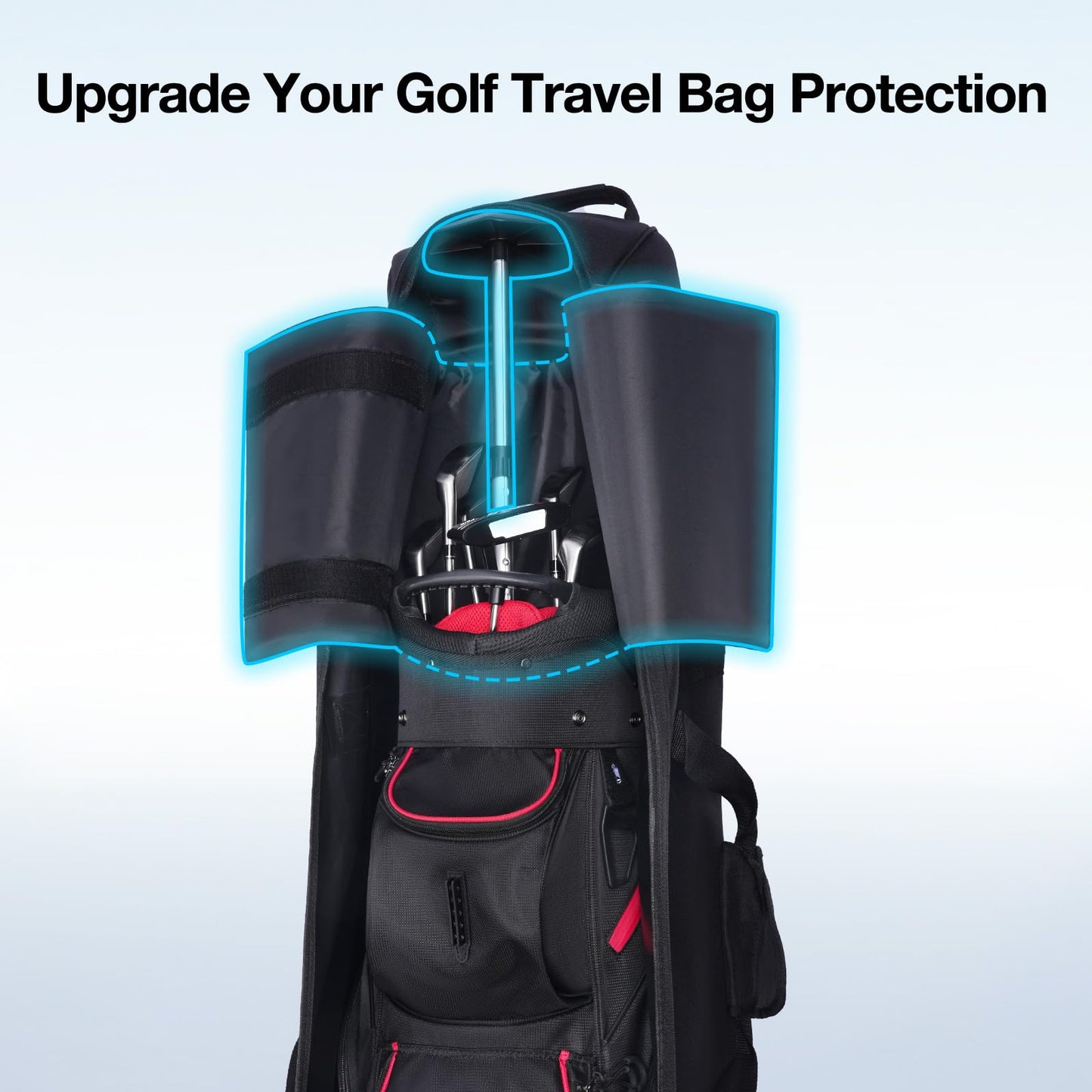 Gofly Golf Travel Bag Support System, Club Protective Pad and Aluminium Alloy Support Pole, Upgrade Accessories for Soft-Sided Travel Golf Bag