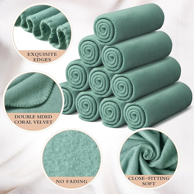 Kinlop 40 Packs Fleece Blanket Bulk 60 x 50 Inch Soft Lightweight Fleece Cozy Blanket Warm Throw Plush Pet Throw for Bed Couch Sofa Home Office Wedding Gifts Travel Camping (Lake Blue)