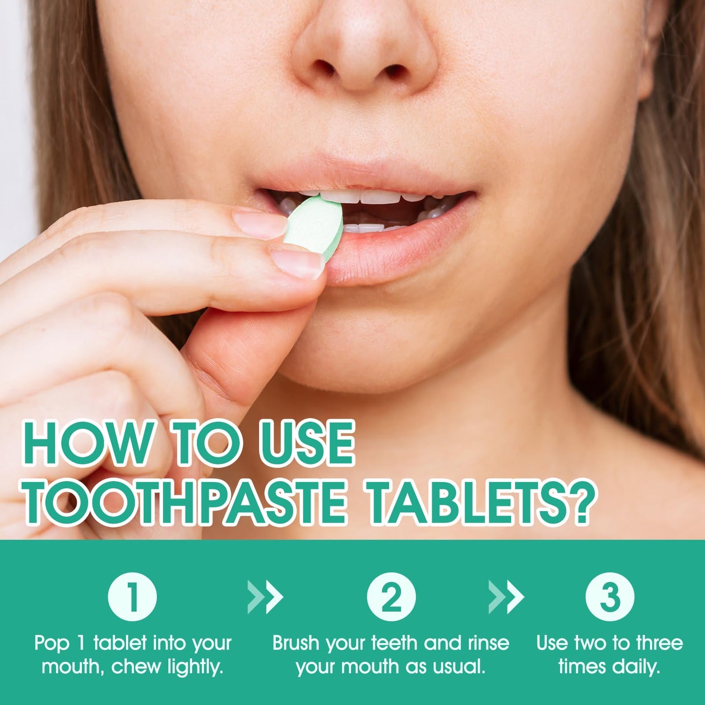 150 Toothpaste Tablets, Chewable Toothpaste Tablets for Fresh Breath, Mint Flavor Mouthwash Whitening, Nano Hydroxyapatite, Flouride & Deeply Cleaning Gums, Stain Removal for Kids Adults